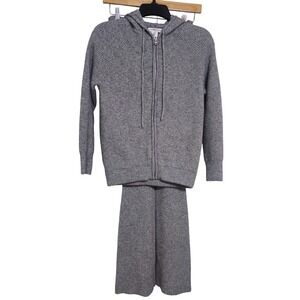 SINCERELY JULES Grey Ribbed Knit Hoodie and Pants Lounge Set Pants Size S EUC